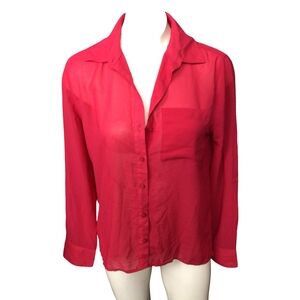 Aeropostale Women's Bold Hot Pink Button-Down Shirt